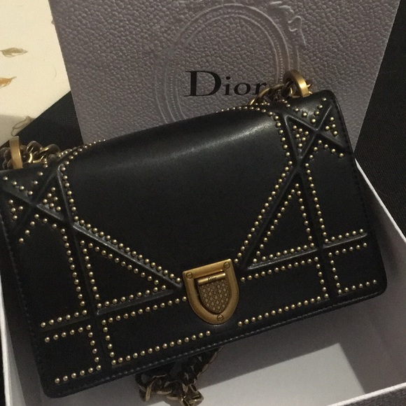 Dior Studded Black and Gold Crossbody Bag - Picture 1 of 7